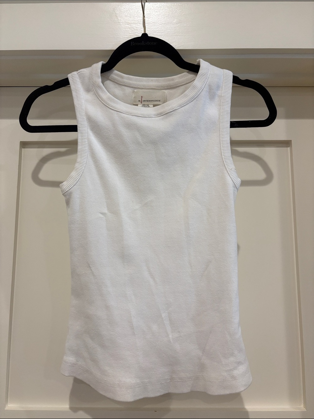 Anthropologie White Ribbed Tank Top